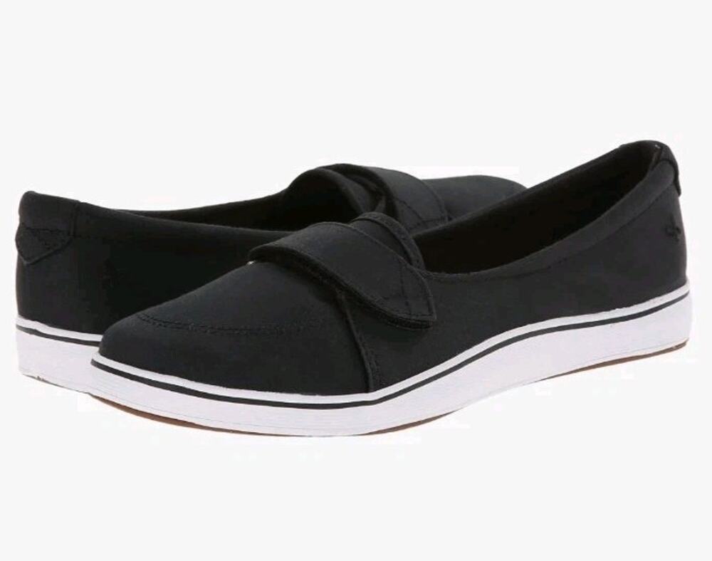 Grasshoppers NEW Shelbourne Ortholite Comfort Slip On Loafer 8WW Black White